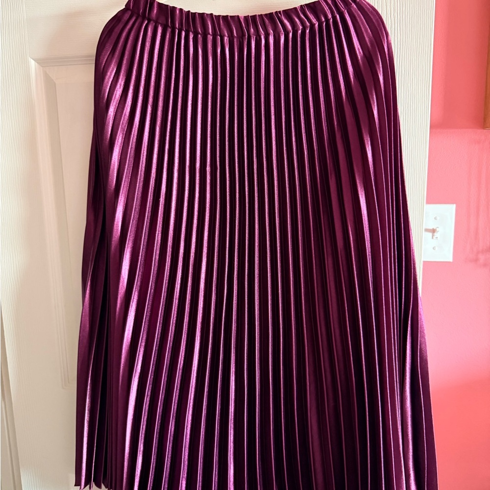 Anne Klein Pleated Midi Skirt in Deep Plum